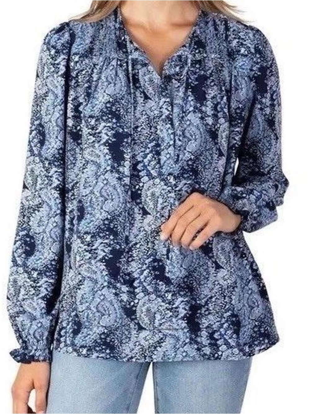 Joie Peasant Med Top Blouse Parisian Paisley Long Sleeve Watercolors Limited M